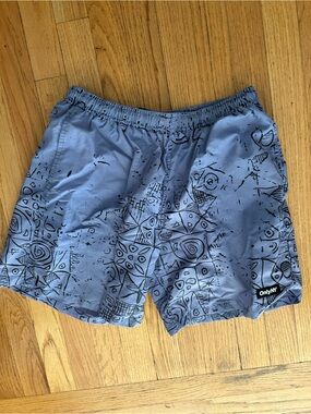 OnlyNY Purple Gray Graphic Swim Shorts